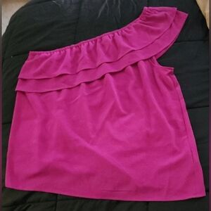 APT. 9 Beautiful Purple One Shoulder Ruffle Neck Summer Top Blouse XL